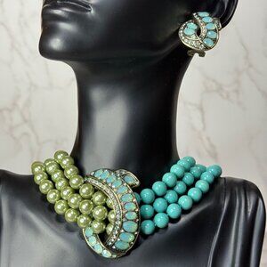 "Turquoise Twist" Heidi Daus Necklace & Earrings